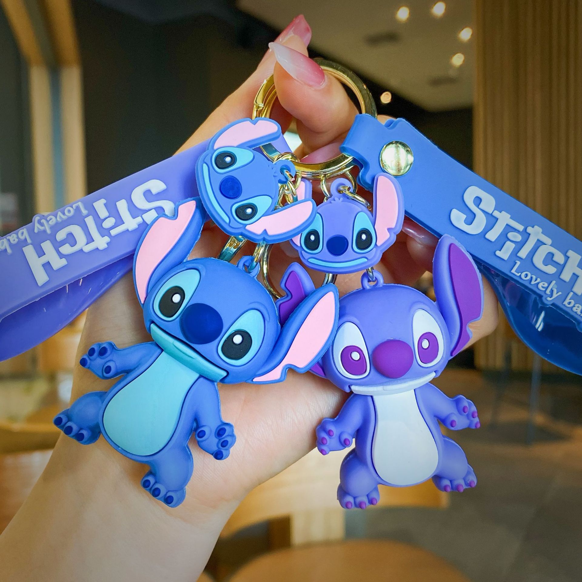 Creative Cartoon Stitch Keychain Cute Cars and Bags Couple Key Chain Pendant Accessories Stall Gift