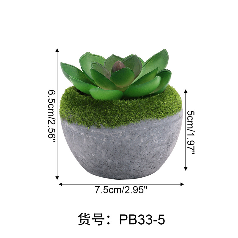 Cross-Border Supply Artificial Succulent Pant Vintage Pulp Bonsai Artificial Flower Fake Succulent Imitation Cement Plant Moss Pot