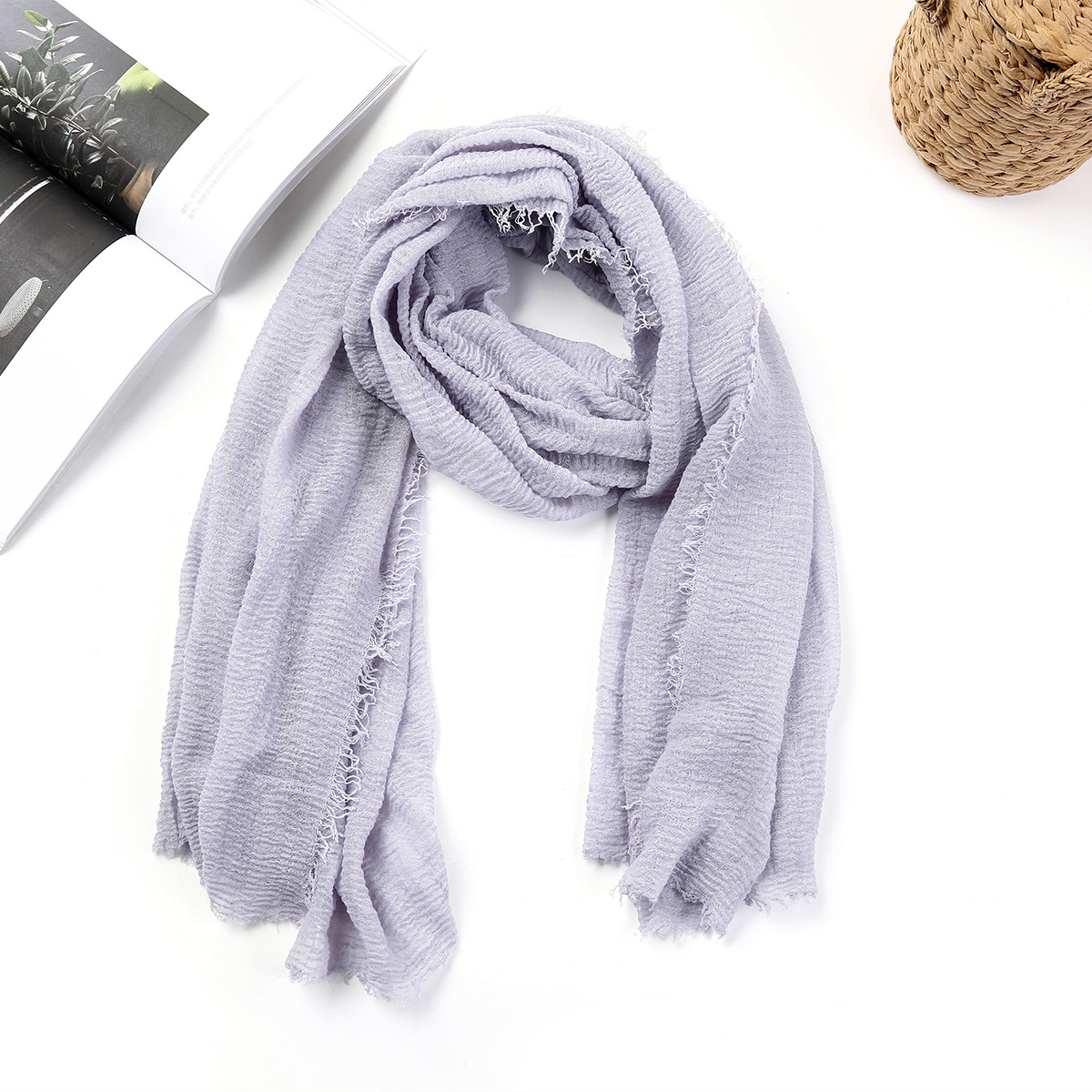 New European and American Export Exclusive for Cross-Border Fluorescent Cotton Linen Shawl Scarf