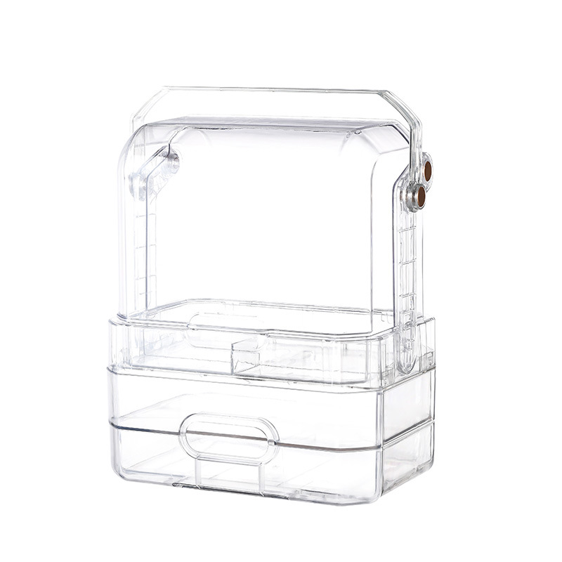 Transparent and Dustproof Cosmetics Storage Box Desktop Skin Care Storage Box Storage Box Wholesale Large-Capacity Cosmetics Storage Box