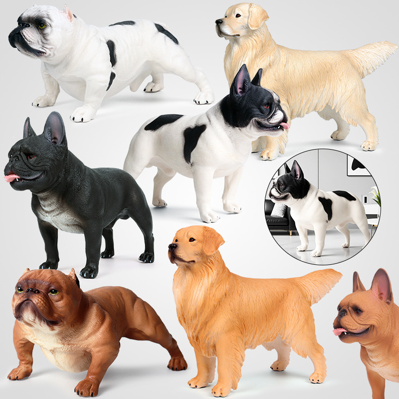 跨境仿真实心狗动物模型大号金毛犬斗牛犬恶霸犬家居桌面车载摆件