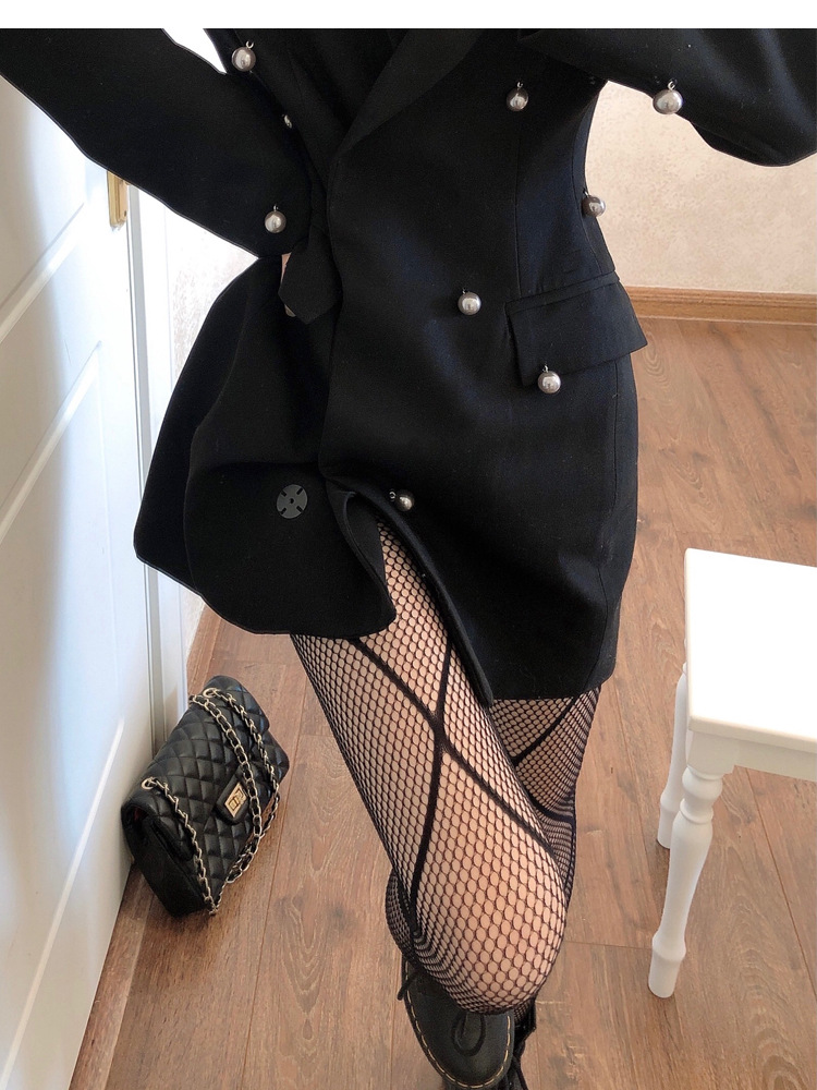 代发大菱格渔网袜子女薄款黑白色网眼jk丝袜镂空性感网红连裤丝袜