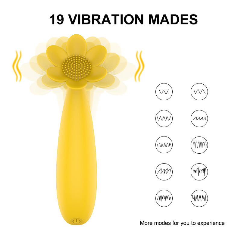 Sunflower Vibrator Silicone Washed Women's Massage Stick Charging 19-Frequency Bump Thorn Adult Sexy Wholesale