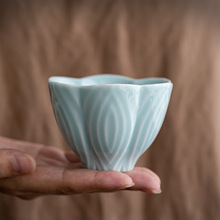 防烫主人杯单杯花瓣茶盏闻香品茗杯子泡茶杯陶瓷家用茶杯功夫茶具