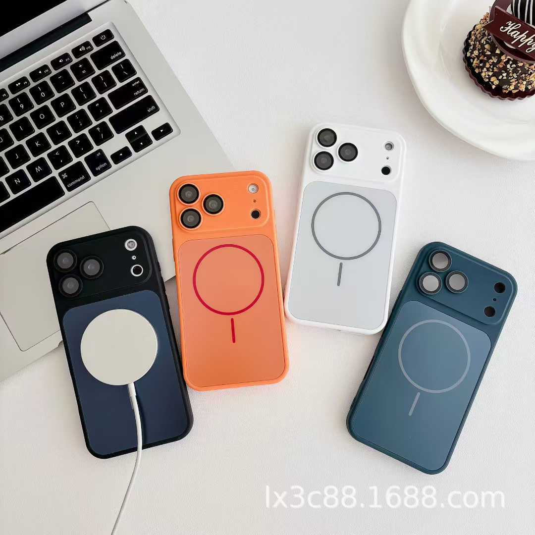 适用苹果iPhone17/16E/15/14/13/12ProMax实色亚克力二合一磁吸壳