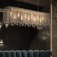 现代时尚吧台吊灯餐厅长形轻奢K9水晶灯大气设计师灯具创意前台灯