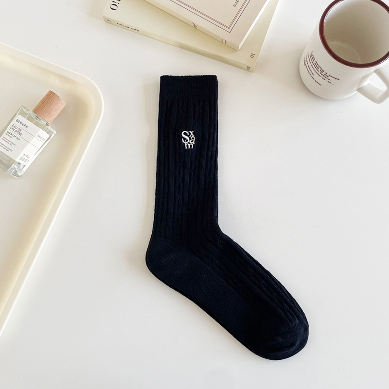 Suxinaimin Socks Autumn Women's Ins Trendy Maillard Twist Tube Socks Cotton Socks Autumn and Winter Zhuji Bunching Socks