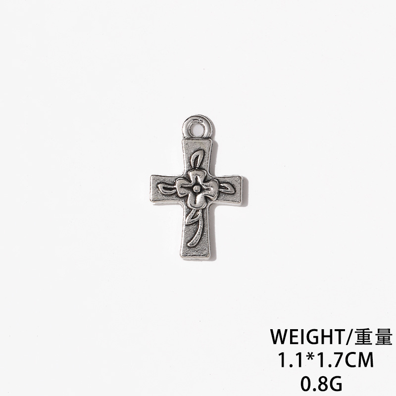 Cross-Border New DIY Ornament Accessories Hollow Three-Dimensional Cross Necklace Bracelet Pendant Jewelry Ornament Material Wholesale