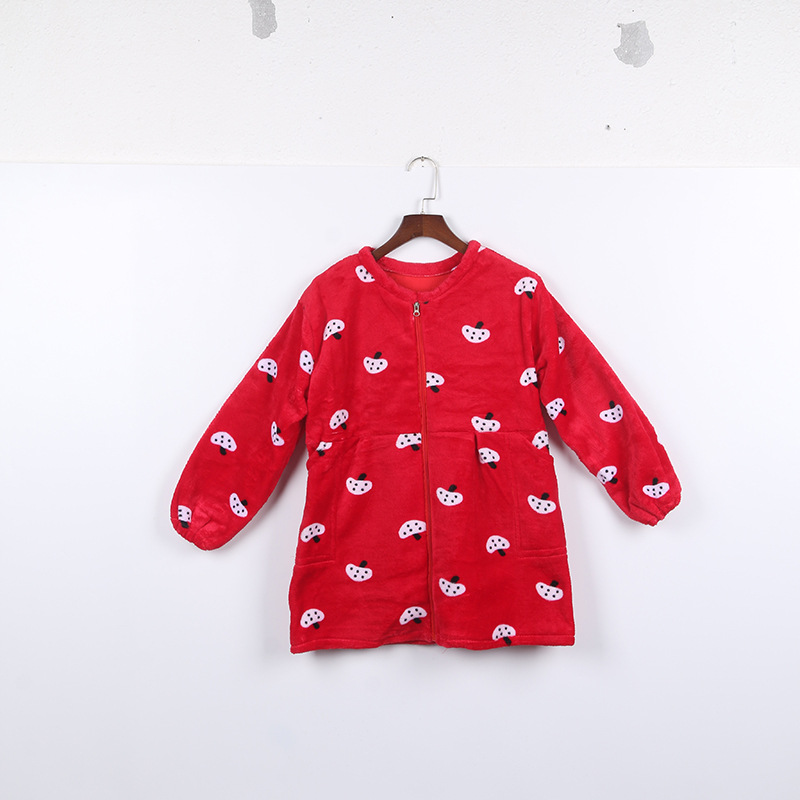 Autumn Overclothes Child Girl Korean Style Crystal Velvet Baby Apron Coat Thick Fleece Cotton Protection Autumn Winter Long Sleeve