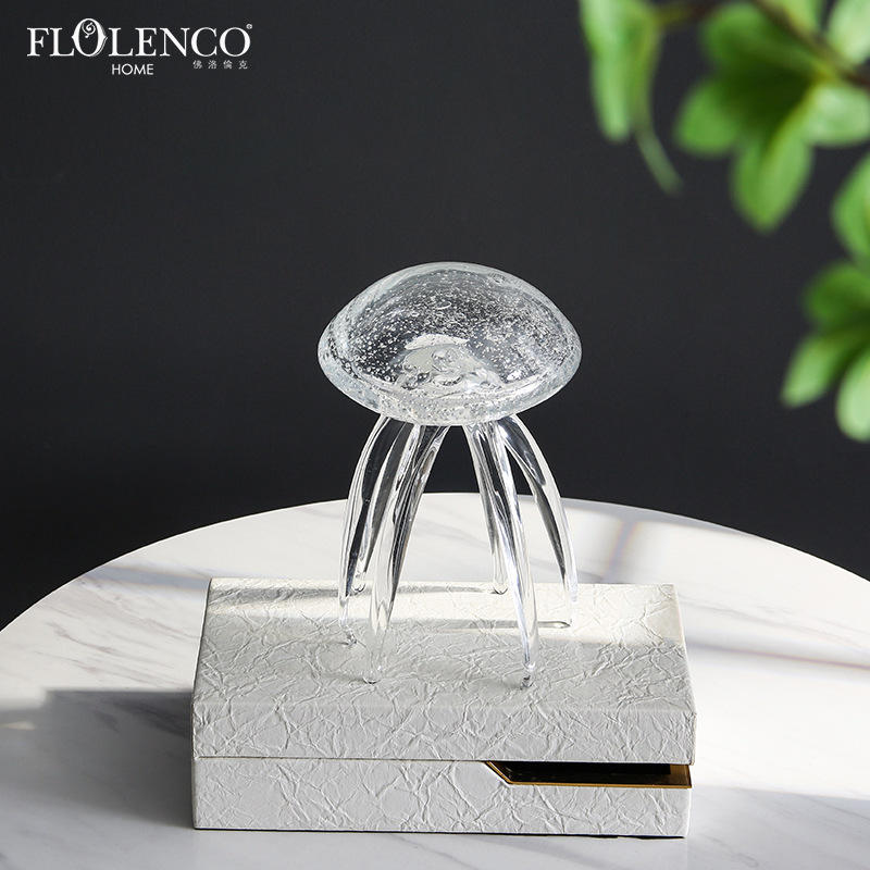 北欧现代创意气泡玻璃水母小摆件样板间儿童房客厅茶几软装饰品