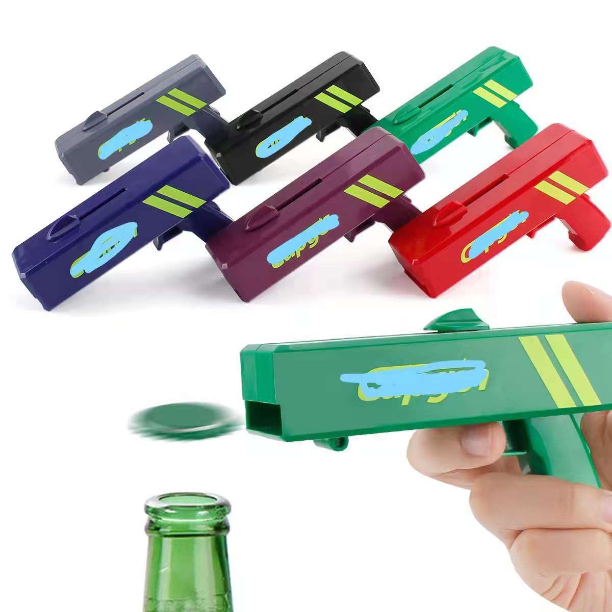 Pistol Shape Catapult Bottle Opener Beer Bounce Cover Creative Launch Wine Opener Pistol Bottle Opener