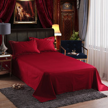 60支长绒棉结婚大红色纯棉床单床罩单件1.8m2.0m床笠席梦思保护套