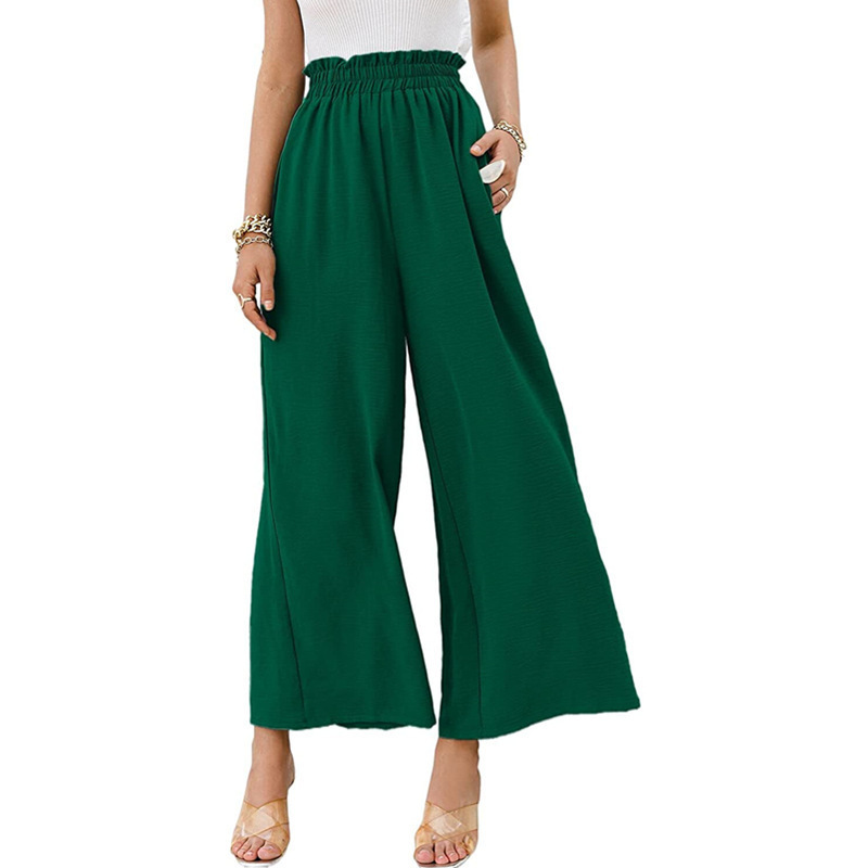 2023 Spring and Summer New Amazon Independent Station Wish Cotton Linen Women's Solid Color High Waist Loose Casual Wide Leg Pants