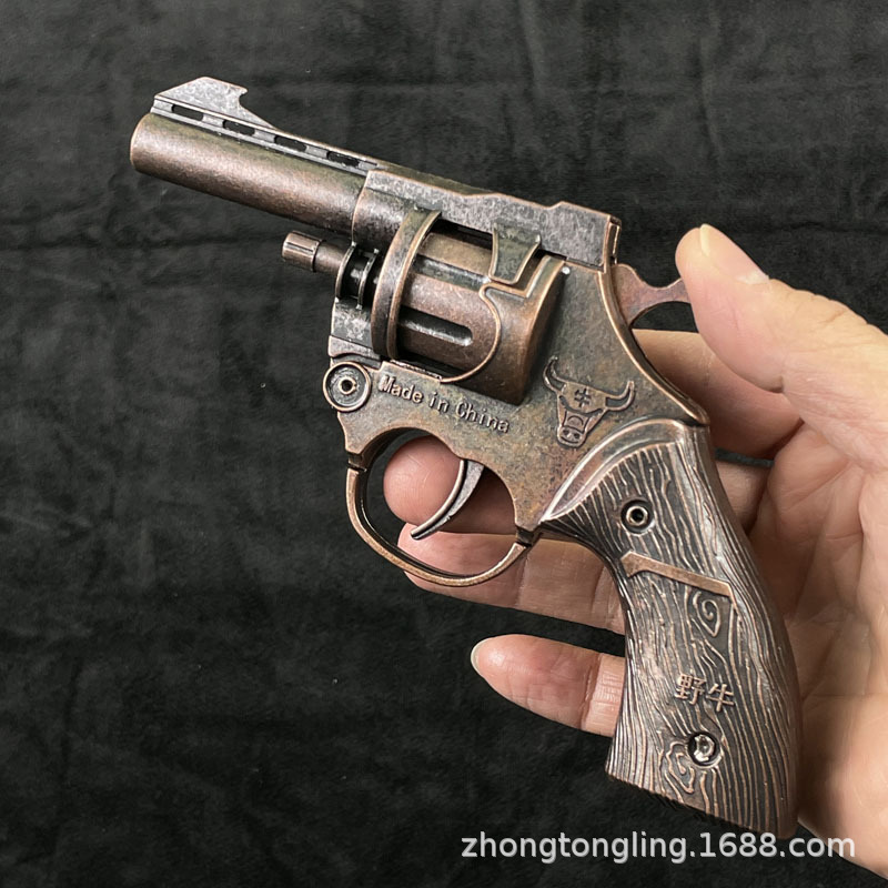 野牛左轮砸炮枪全金属合金砸响纸炮枪炮子枪火石枪怀旧儿童玩具枪