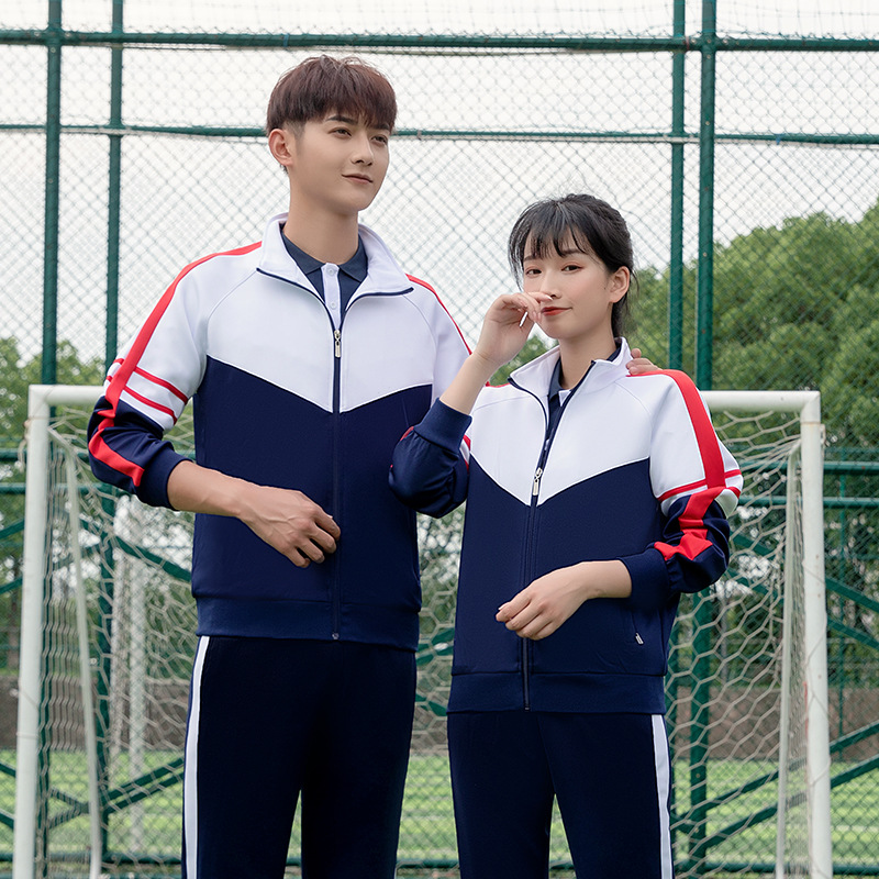 春秋季初中学生校服套装运动服高中生班服三件套短袖运动会军训服