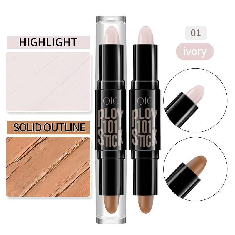 QIC Double-Headed Contour Stick Brightening Concealing and Setting Waterproof Highlight Shadow Side Shadow Stick Cross-Border Makeup Factory Wholesale