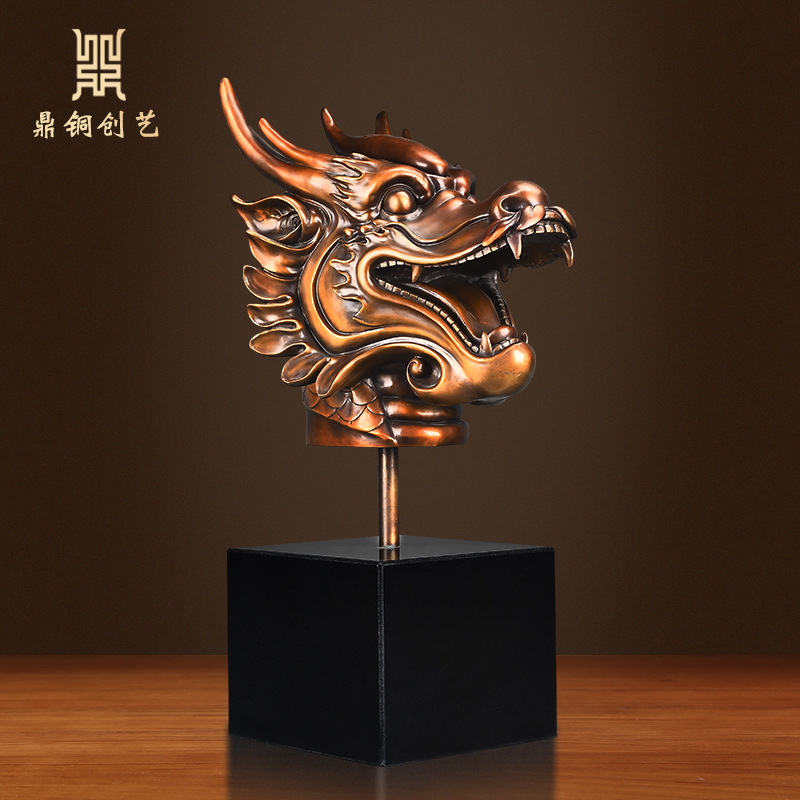 鼎铜龙首厂家全套铜像创意中式树脂工艺品牛虎龙马摆件礼品摆件
