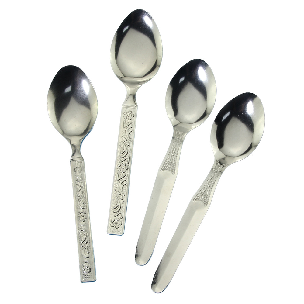 Supply Export India Stainless Steel Spoon Square Handle Square Head Knife, Fork and Spoon Pointed Handle Soup Spoon Small Spoon Tea Spoon