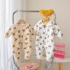 baby one-piece garment Autumn and winter Cartoon men and women baby clothes Newborn go out keep warm ins animal Cotton clip Climbing clothes
