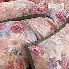 40HP美式油画风家纺印花床上四件套100S床单被套新款