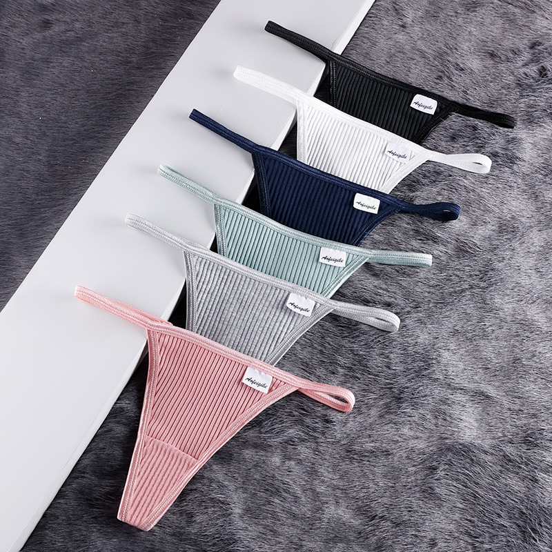 Pure Cotton European and American Sexy T-Back Women's Low Waist Comfortable and Breathable Women's T Shape Underwear Bikini Thin Belt Women's Underwear