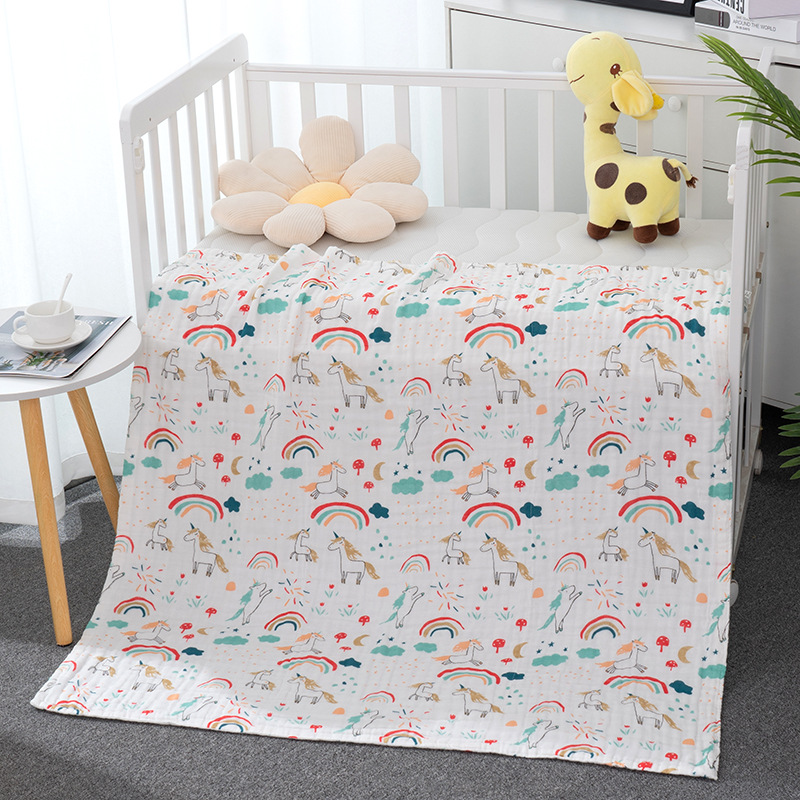 New Cotton Class a Gauze Bath Towel Six Layers of Gauze Newborn Infant Absorbent Cover Blanket Soft Printed Baby Bath Towel