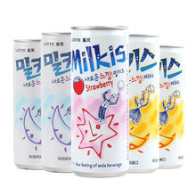 韩国原装进口牛奶苏打精致小罐装桃味休闲饮品250ml*30瓶整箱批发