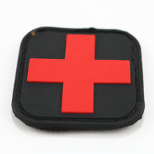 厂家直销pvc魔术贴臂章户外用品红十字医疗标救援魔术贴战术标