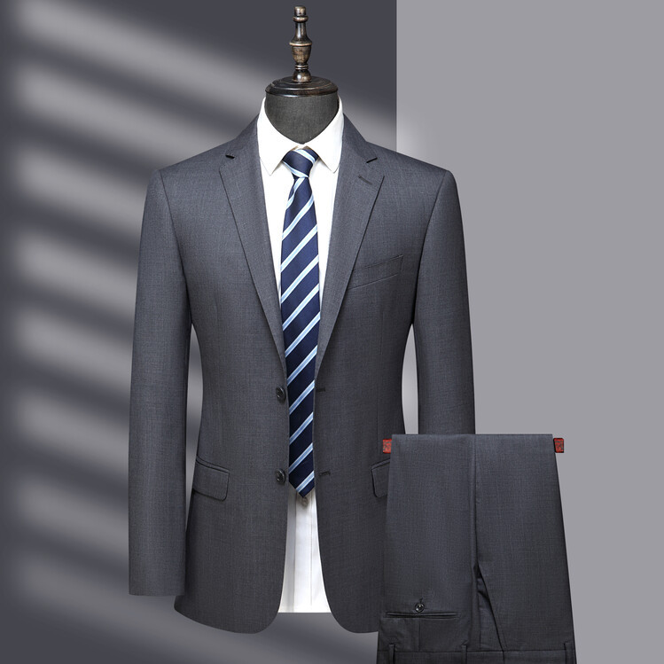精纺羊毛西服套装春秋季新款商务潮流男士中青年时尚高档西装外套