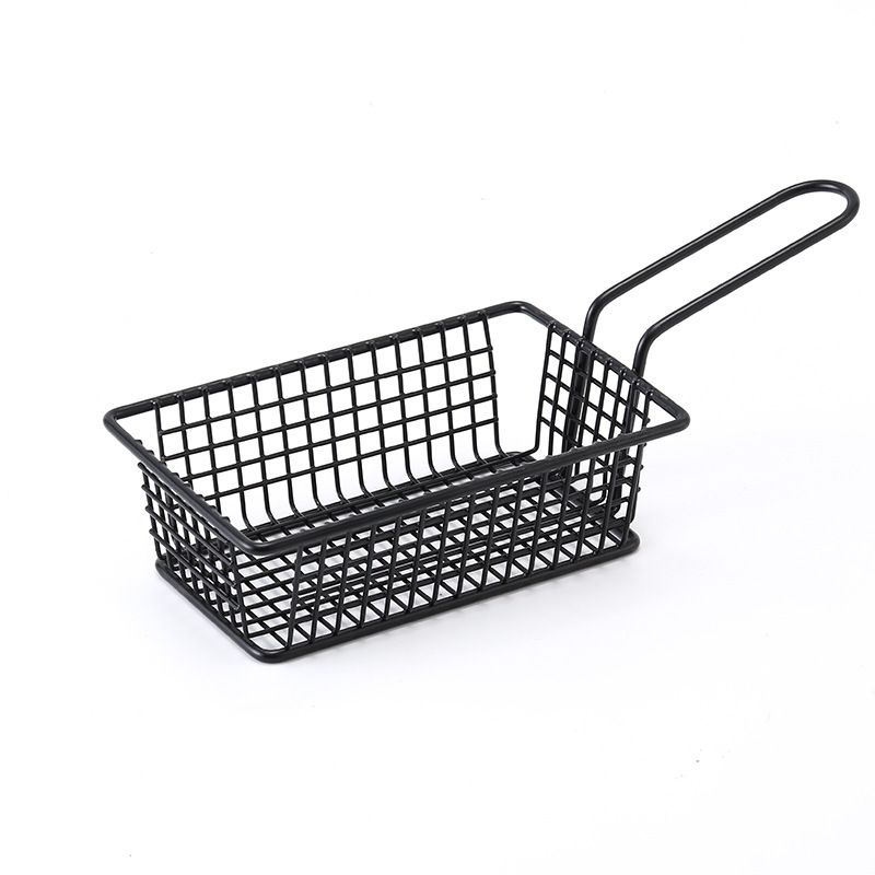 Factory Wholesale Rectangular Mini Frying Basket Chips Basket Small Frying Basket American Dessert Snack Basket Fried Chicken Frame