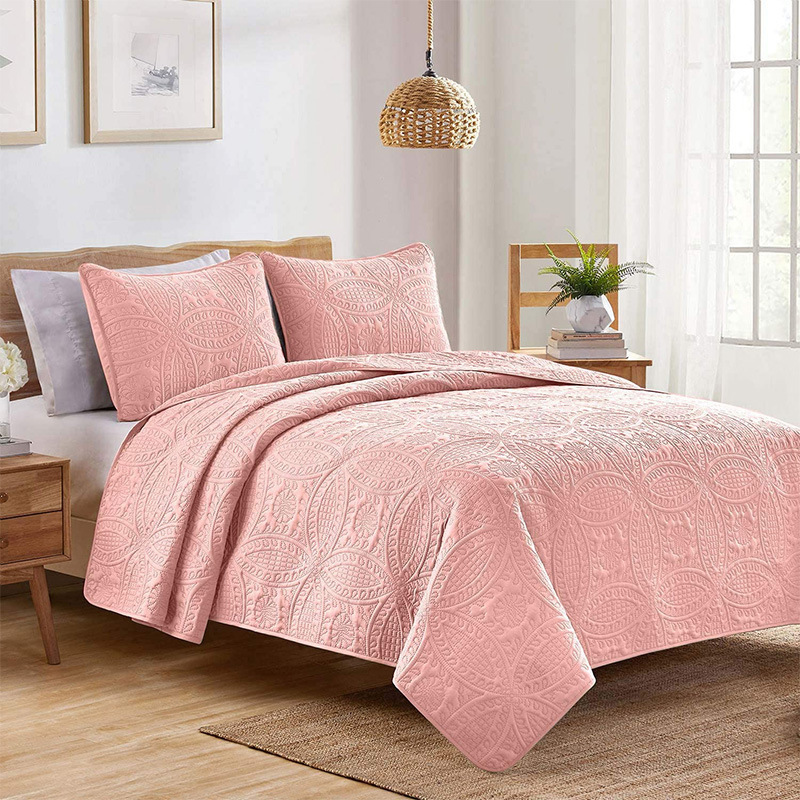 Cross-Border Amazon European and American Bedding Foreign Trade Three-Piece Ultrasonic Printing Bedspread Quiltedtextiles Bedspread Customization