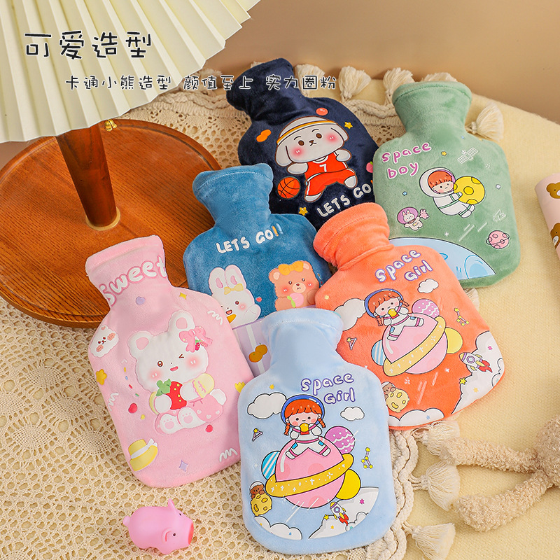 High-Density Liner Rubber Hot Water Bag Water Injection Cute Plush Portable Heating Pad Water Injection Student Portable Hot-Water Bag