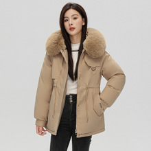 加绒加厚派克服中长款外套女秋冬2024新款冬季大码羽绒棉衣棉服