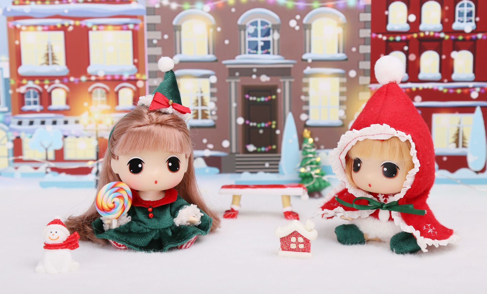 冬己娃娃新品fde0917圣诞款娃娃9cm小公仔可爱送女友礼物卡通人物