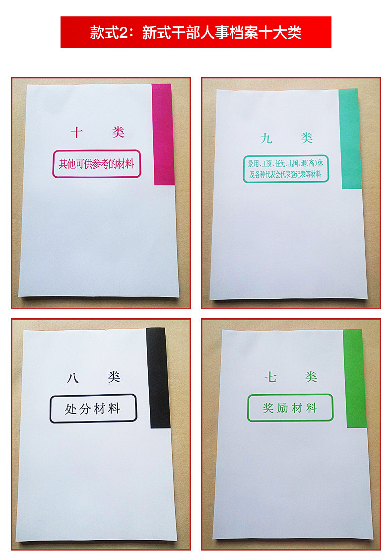 厂家供应干部人事档案分类纸十大类 a4彩色隔页纸 履历材料分类