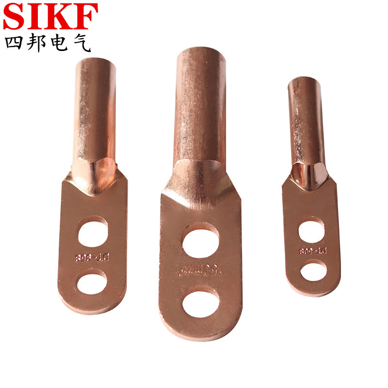 dt双孔铜接线端子 铜线耳带双螺丝孔径腰洞电缆高低压铜接线鼻子