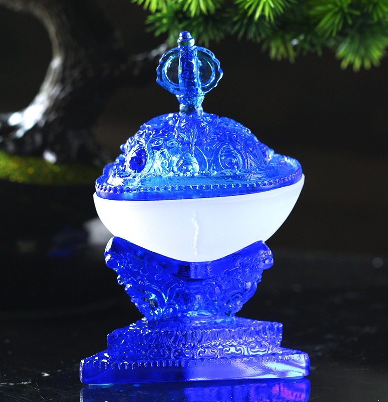 琉璃托巴碗摆件藏传密宗法器居家佛堂桌面摆放护法佛具佛教用品