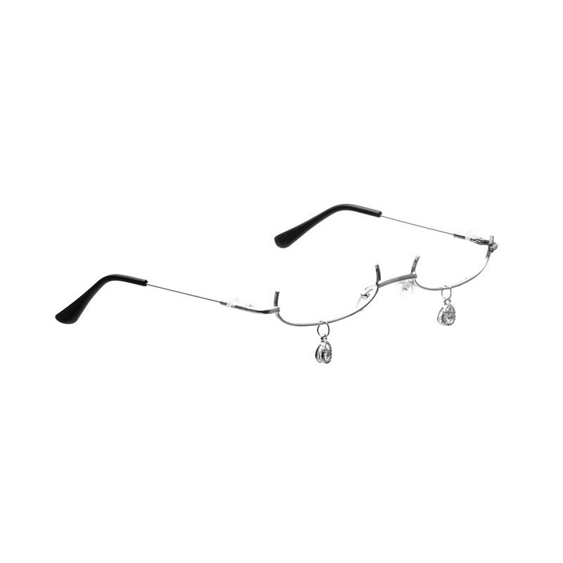 Tiktok Ins Half-Frame Decoration Glasses Lens-Free Frame Glasses Two-Dimensional Concave Shape Chain Pendant Glasses