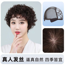 伊贝尔假发女短发全头套蓬松自然短卷发真人发丝一件代发