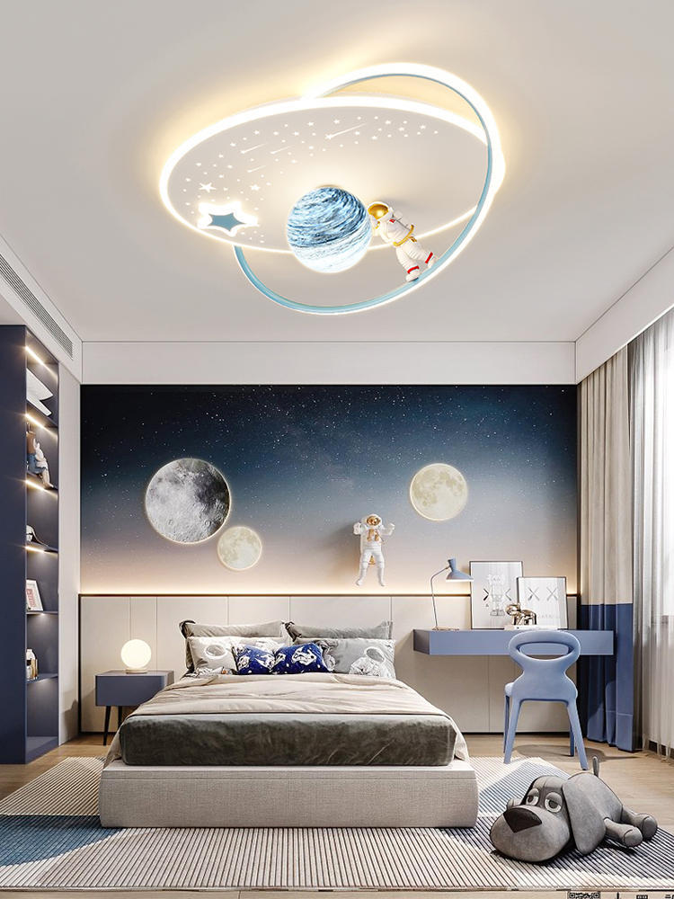 儿童房灯卡通太空人宇航员吸顶灯创意星球男女孩卧室公主房间灯具