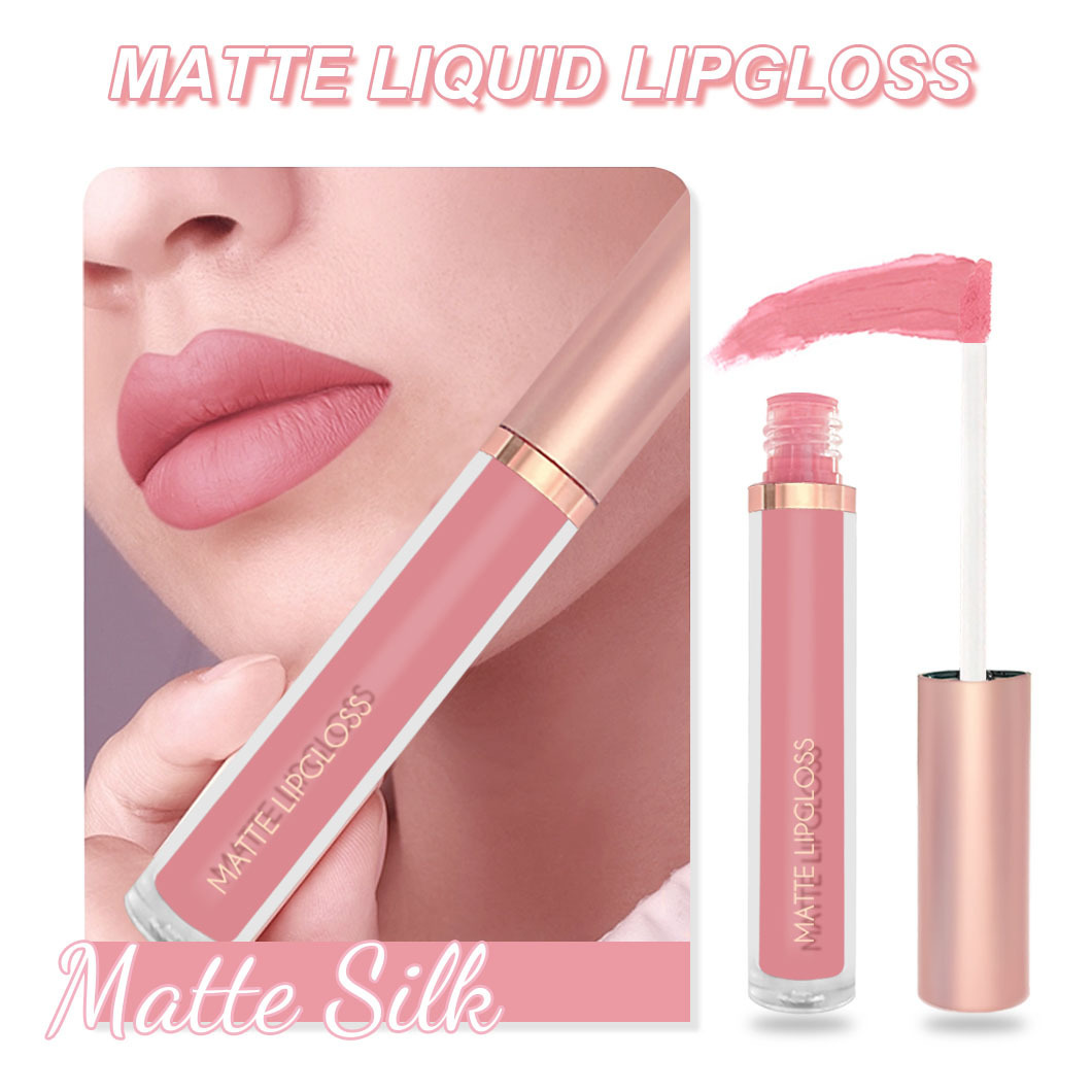 Cross-Border Single 12-Color Nude Jam Matte Lip Gloss Lipgloss Lip Lacquer Non-Fading Nonstick Cup Lipstick Wholesale