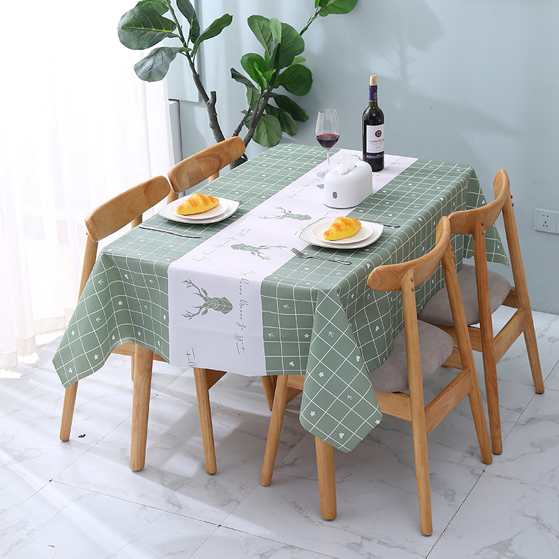 Tablecloth PVC Waterproof Oil-Proof Ins Style Washable High-Grade Light Luxury Hotel Tablecloth Dining Tablecloth Coffee Table Fabric Craft Desk