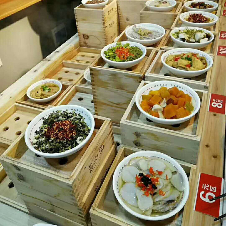 快餐售卖台小碗菜包子馒头不锈钢商用电热浏阳木制蒸菜台保温台