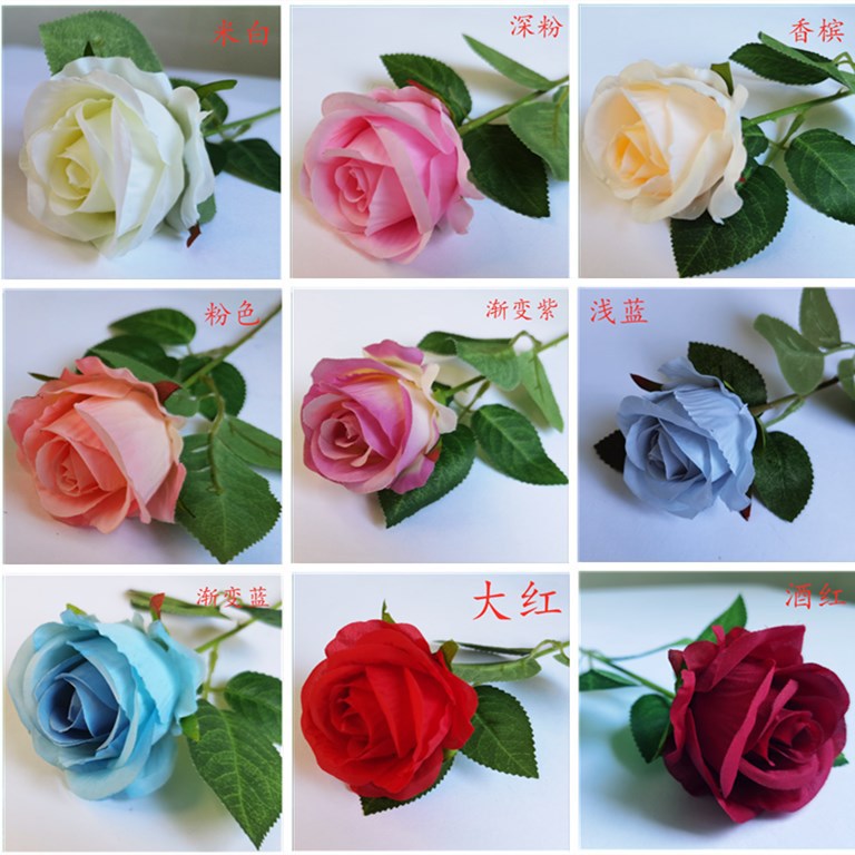 Artificial Rose Single Rose Valentine's Day Home Wedding Artificial/Fake Flower Artificial Feel Flannel Rose