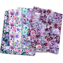 紫色系列花系涤棉或全涤帆布材质可选面料布料手工DIY辅料,1Yc25945