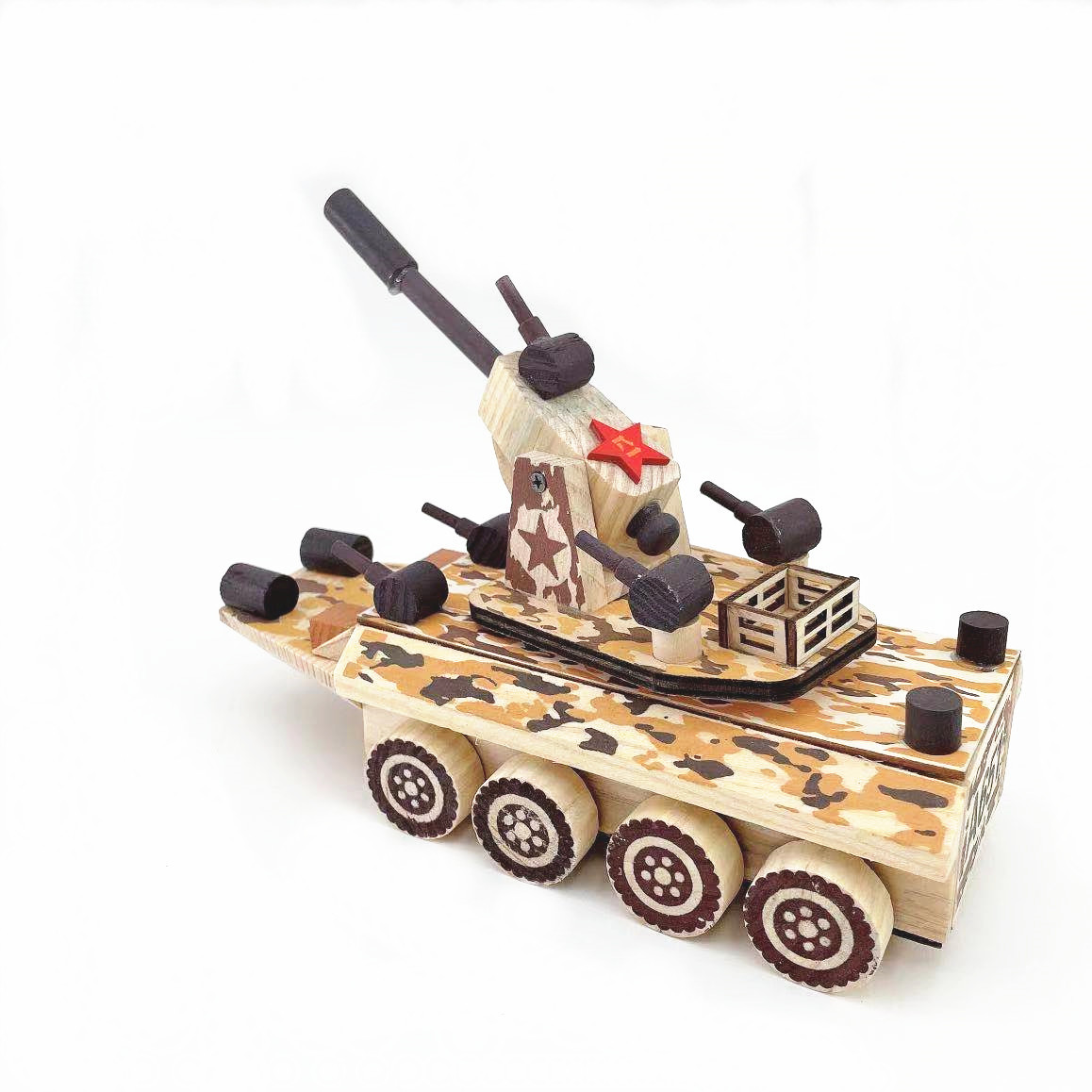 木质迷彩装甲车新款坦克音乐盒桌面摆件装饰儿童玩具礼物景区公园
