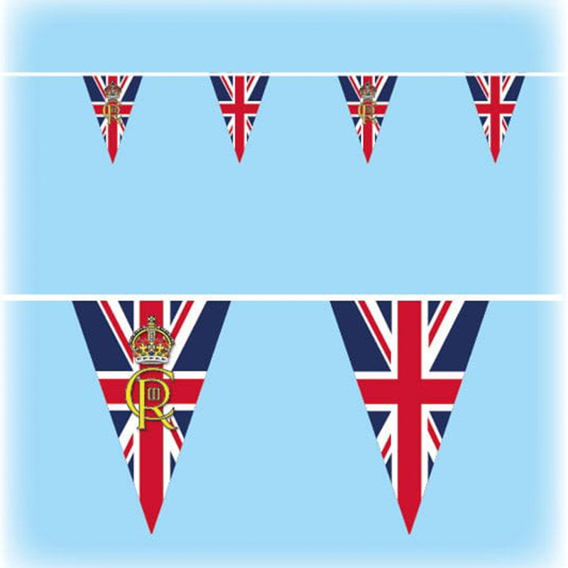 King of England String Flags Charles III Coronation Ceremony Decoration Flag Triangle Bunting British Flag Wholesale