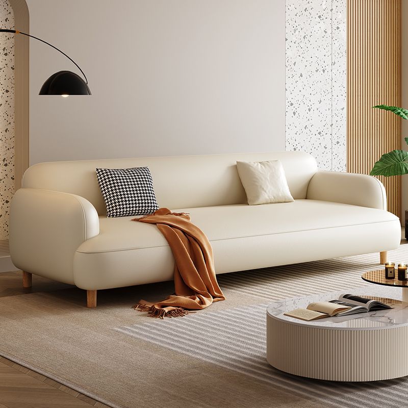 cream style skin-friendly leather flannel home rental house small sofa nordic style simple and light luxury apartment fabric sofa