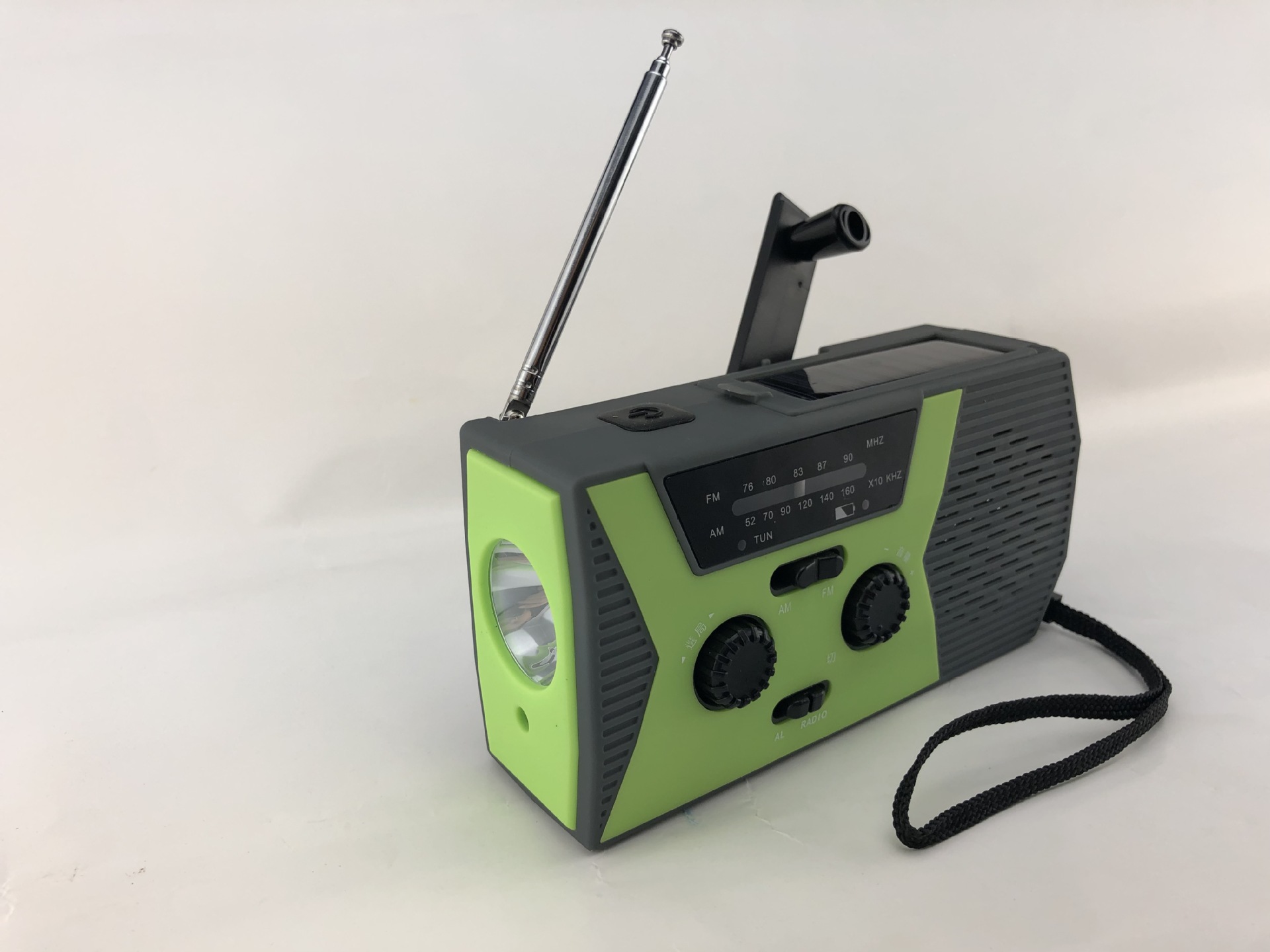 应急收音机 便携式太阳能手摇充电收音机 应急天气预报收音机