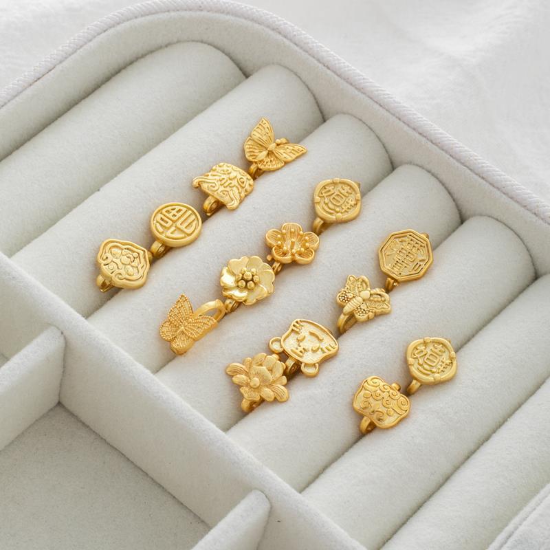 18k哑金包金保色古法金如意平安扣吊坠扣链接挂钩扣diy饰品项链扣